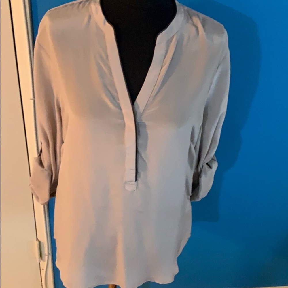 NWT Banana Republic Sheer top with leather piping